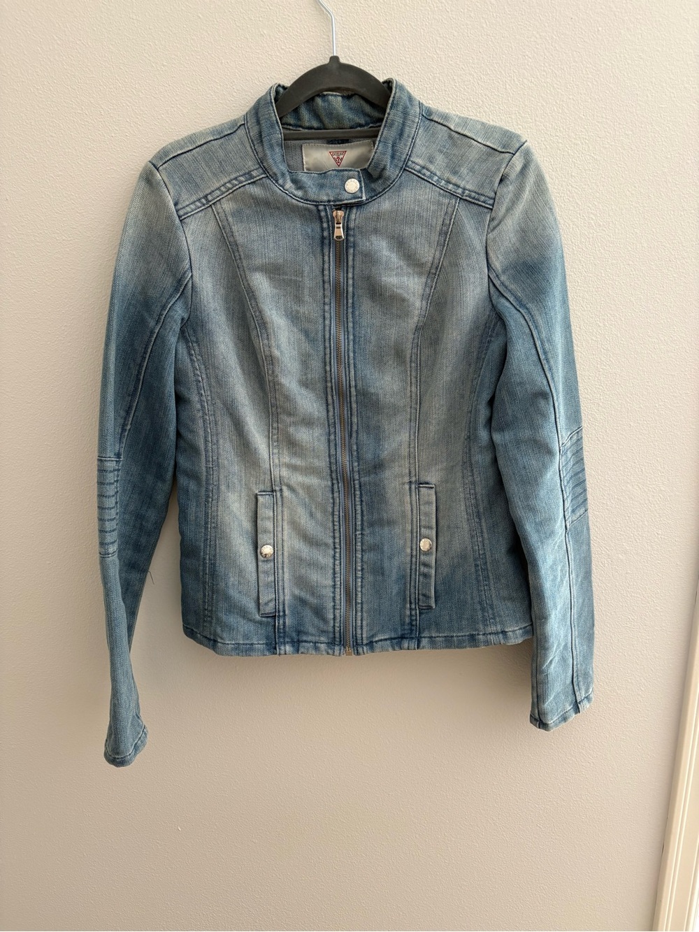 Guess Light Blue Denim Zip-Up Women's Jacket